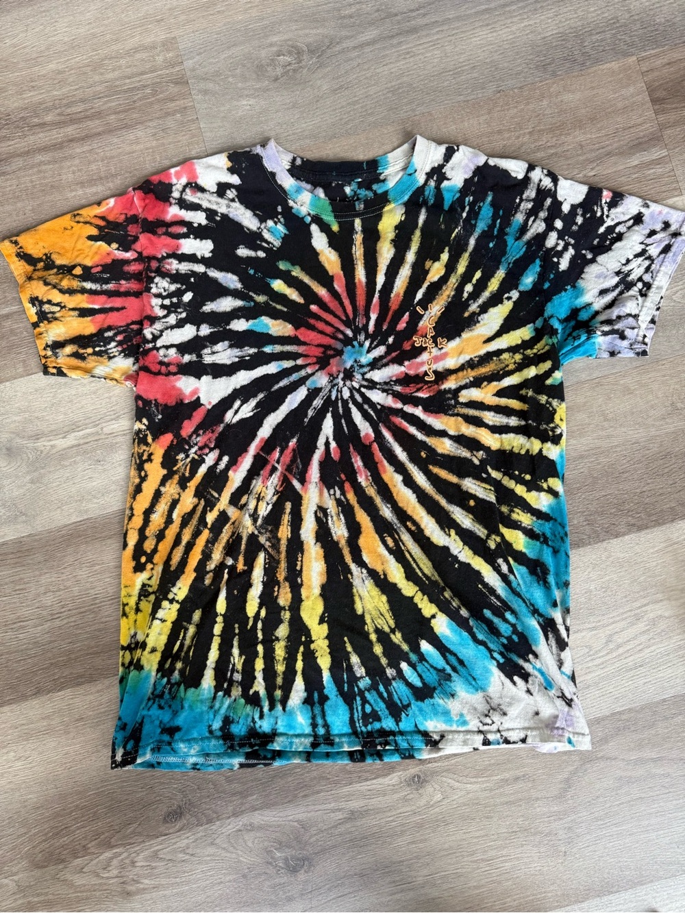 Travis Scott Cactus Jack Tie-Dye Spiral Short Sleeve T-Shirt - Black Multi